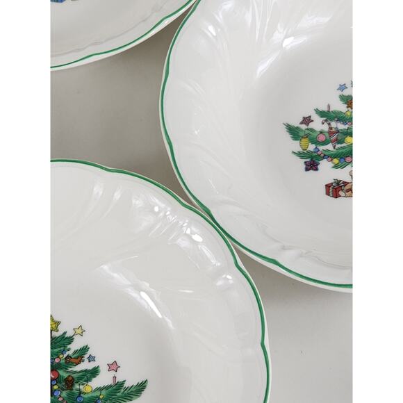 Nikko Happy Holidays Fruit Bowl Christmas 5 1/2" Green Trim x4 Japan w/ Box - Picture 9 of 15
